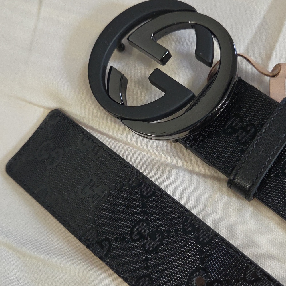 Gucci Black Imprime Monogram GG Belt - Picture 6 of 16
